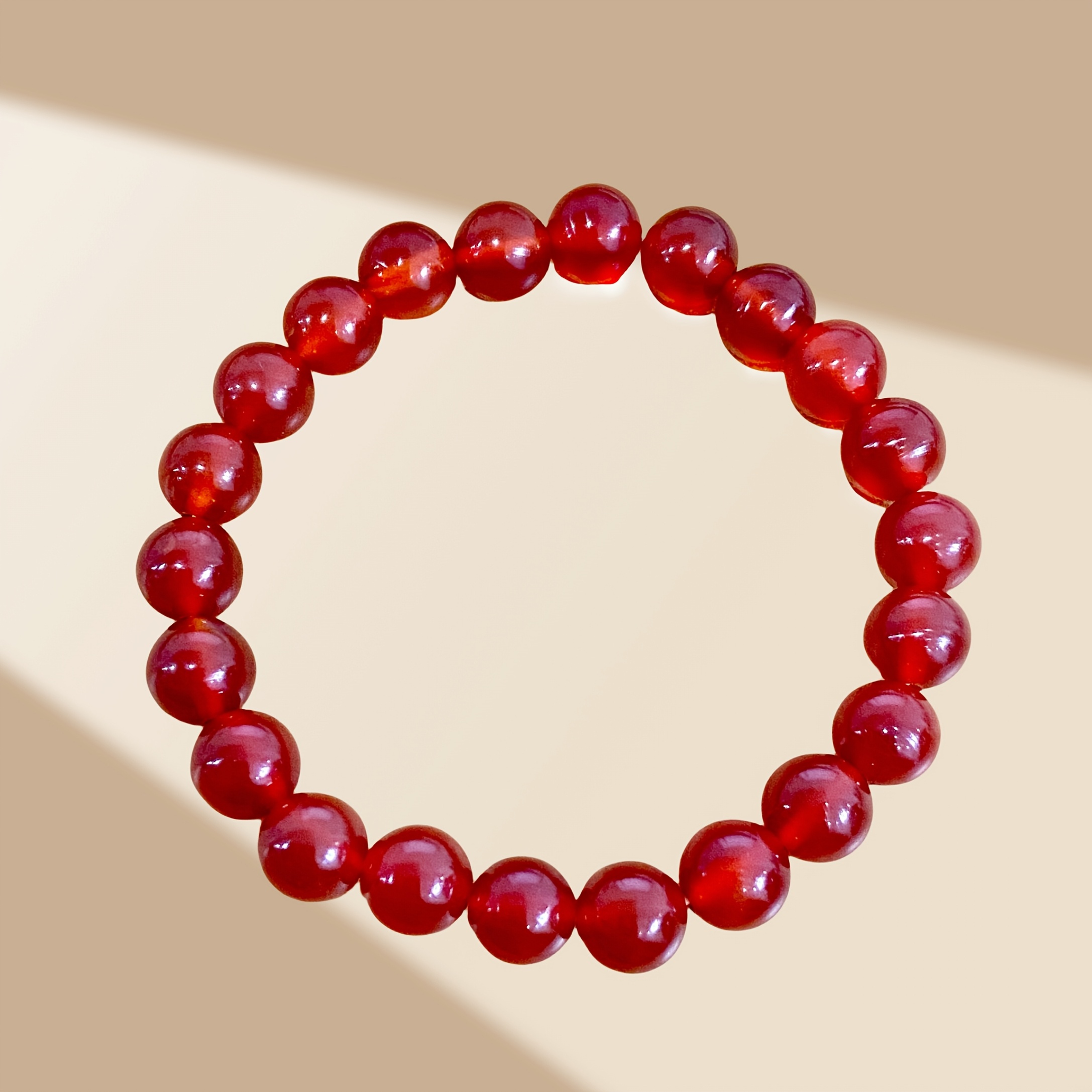 8mm Red Agate Bracelet, Wealth Enhancing Natural Agate Beads